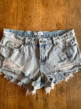 pistola Light Wash Distressed Denim Cutoff Shorts